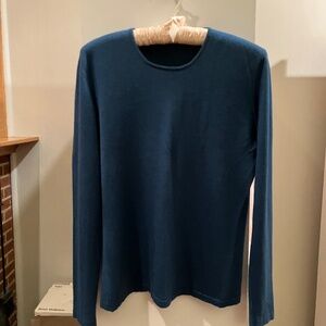 Cashmere and silk blend pullover in teal, Size 8, Made in Italy